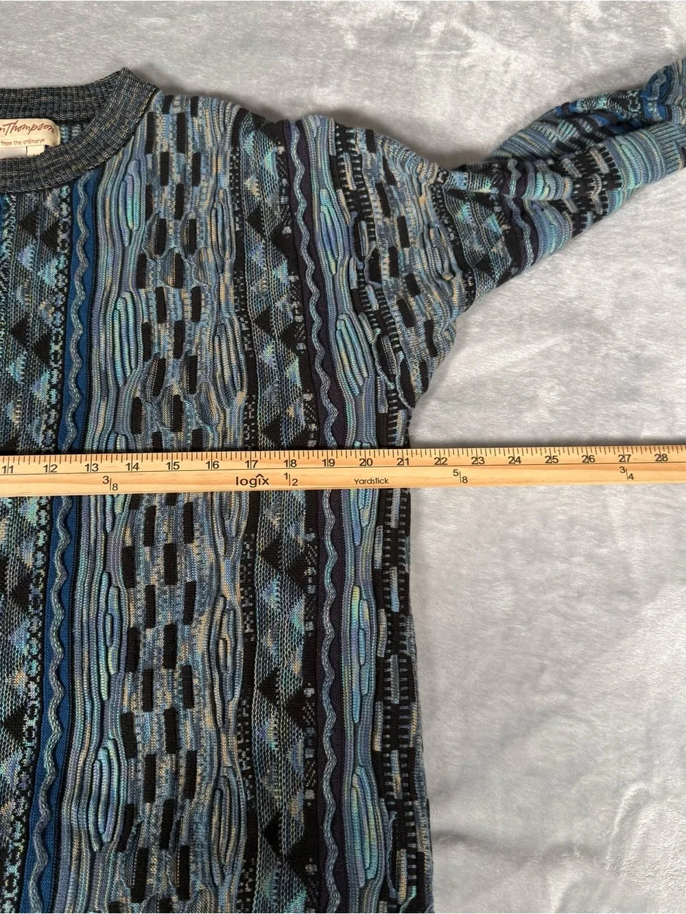 Vintage Norm Thompson 3D Knit Striped Sweater Mens M Coogi Style 90s